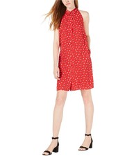 maison Jules Womens Tie Back Shirt Dress, Red, Small