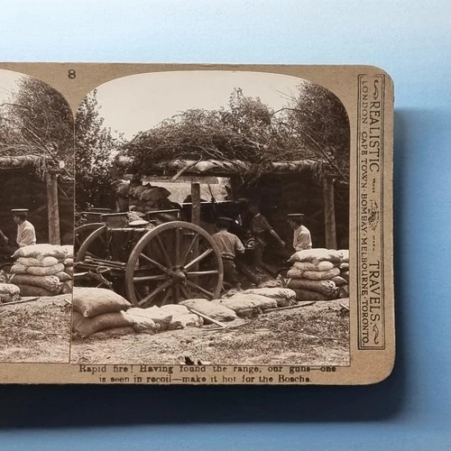 WW1 Military 3D Stereoview C1916 Real Photo France Royal Field Artillery Fire