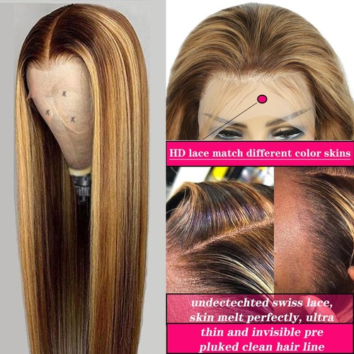 Ombre Lace Front Wig Human Hair Highlight 13x6 HD Straight Lace Front Wigs 18... - Bild 5 von 5