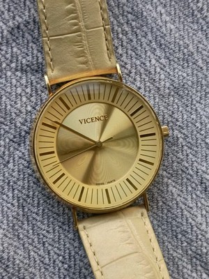 Vicence 14K Gold 42MM Case Watch Ref: V53745632 New Battery Yellow Gold/ White