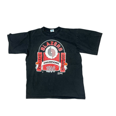 #ad vintage portland trailblazers shirt 1990 Western Conference Champs L $34.95