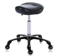 Black Hydraulic Ergonomic Saddle Stool with Wheels Adjustable Height Rolling
