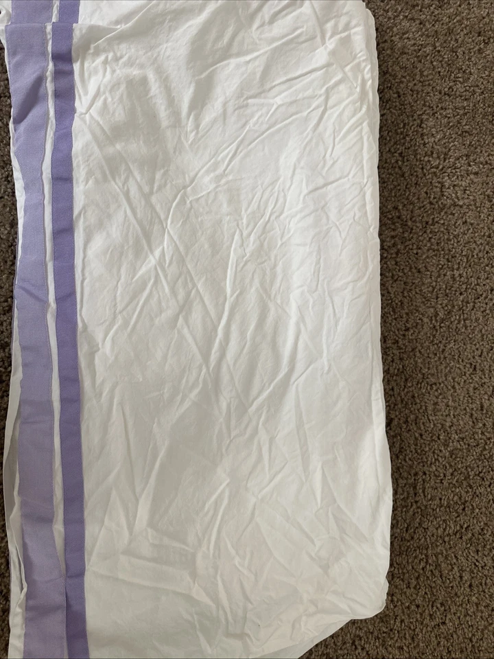 Pottery Barn Niños Cuna Niño Ropa de Cama Azul Harper Cama Falda Blanca y Púrpura Foto 3 de 3