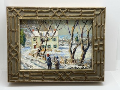 Christopher Willett Oil Painting Children Snow Fleecydale Road Bucks County PA