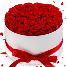 27 Preserved Red Roses Forever Flowers White Box Valentines Day Gifts For Her