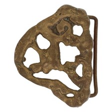 Art Brass Mcm Brutalist Hippie Hippy Studio Handmade 1970s Vintage Belt Buckle