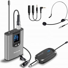 Alvoxcon Wireless Headset Lavalier Microphone System UHF