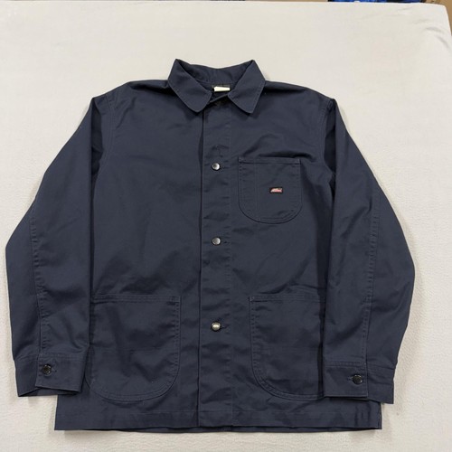 Dickies Jacket Mens Large Blue Twill Snap Front Workwear Pockets Casual
