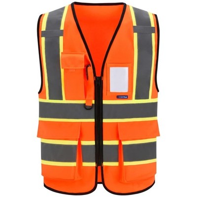 Orange High Vis Vest with Reflective Tapes