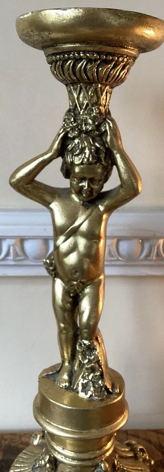 Large Gold Cherub Candle Holder Heavy Made In Vietnam 37 Cms Tall - Image 3 of 4