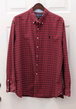 Vintage Ralph Lauren Mens XXL Custom Fit Red Plaid Button Down Long Sleeve Shirt