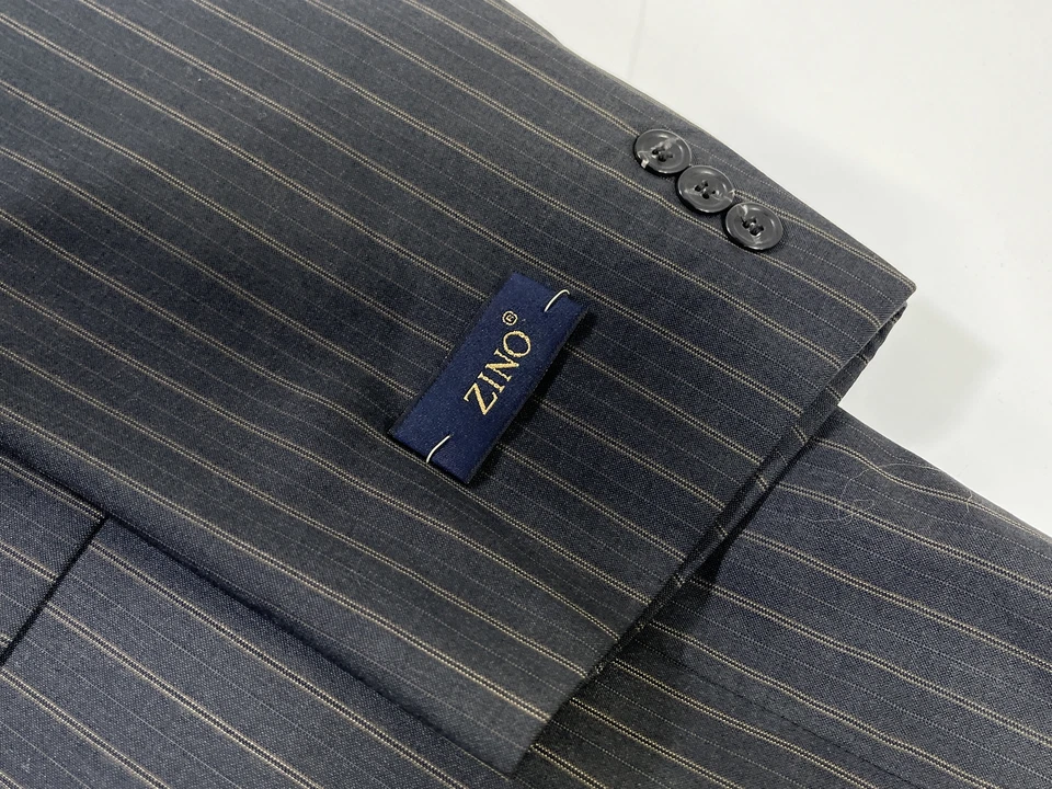 Traje de 2 piezas de lana a rayas gris Zino para hombre talla 50W 55W NUEVO Foto 2 de 4