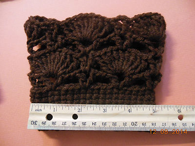 SHELL Design Crochet Handmade Boot CUFF Socks Toppers/Cuffs-NEW-BROWN-SZ S/M