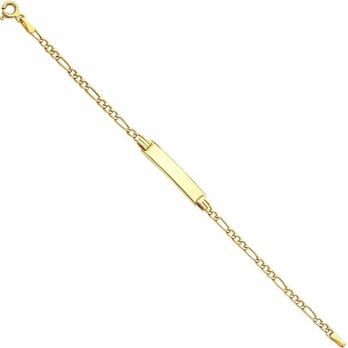 14k Solid Yellow Gold Hollow Figaro Baby ID Bracelet Esclava Oro Solido