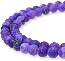 Dragon Vein Agate Gemstone Beads Striped Purple Frosted Jewelry Supplies 10pcs