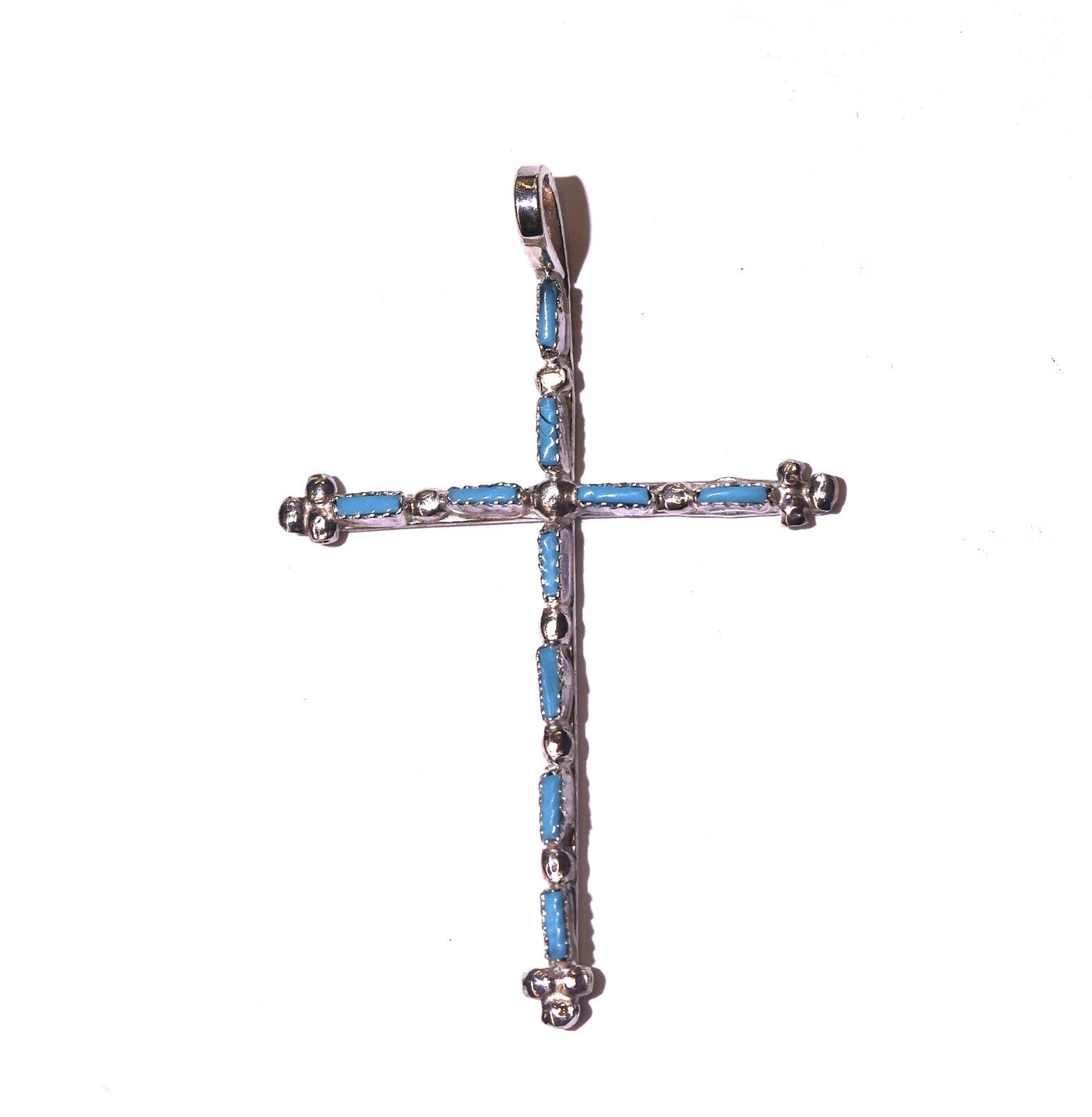 925 sterling silver turquoise cross native americ… - image 1