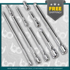 9 Piece 1/4" 3/8" & 1/2" Drive Wobble Socket Extension Set Triple Chrome Plated