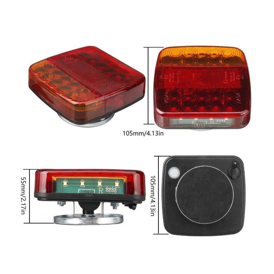 Magnetic Wireless LED Trailer Tail Light Kit - 2 Lights, 7-Pin Plug, Easy Mount (12V)