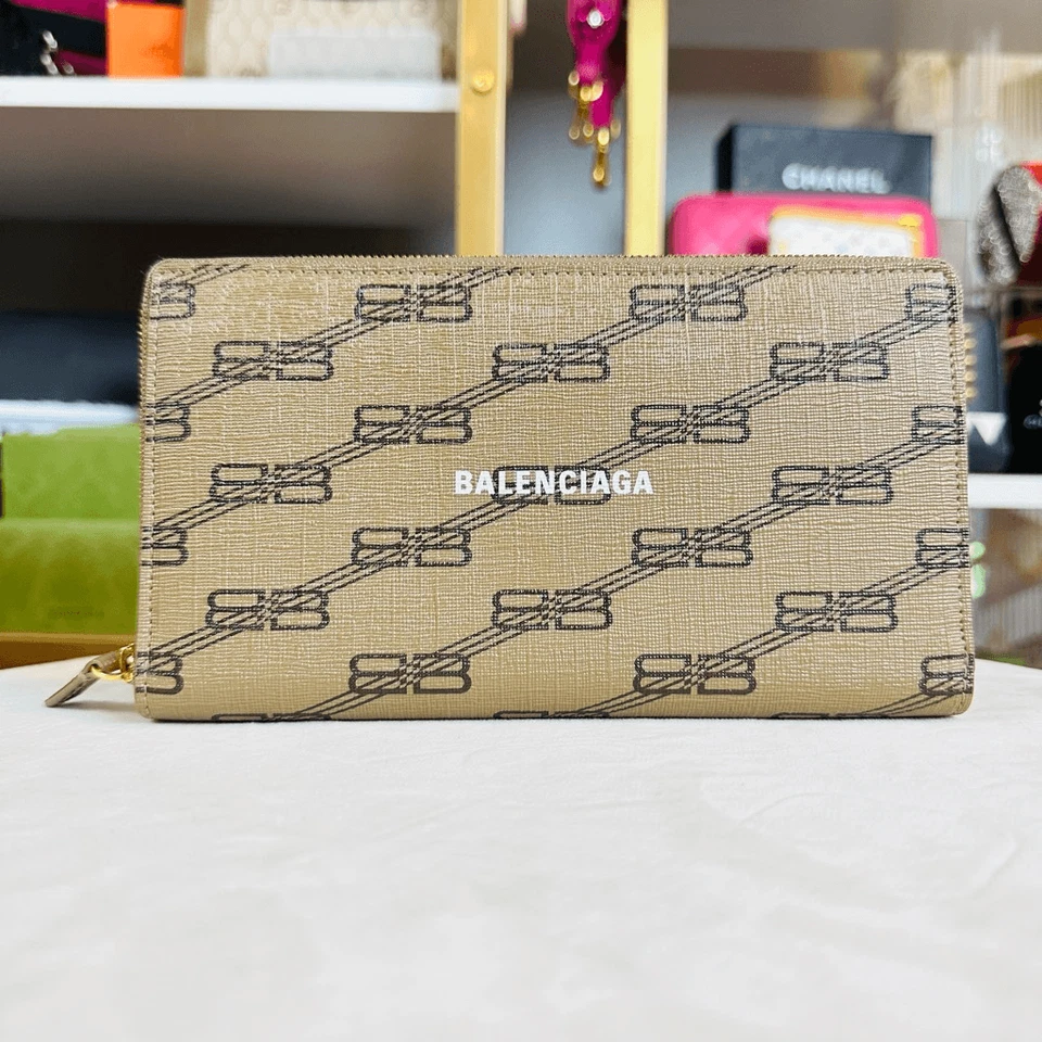 Balenciaga Signature Continental Zip Around Wallet BB Monogram Coated Canvas - Image 4 of 4