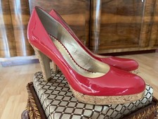 Jessica Simpson Pumps High Heels Lackleder Rot Gr 38,5 39 NeuW Kork OVP