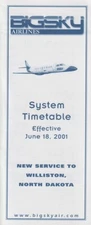 Big Sky Airlines timetable 2001/06/18