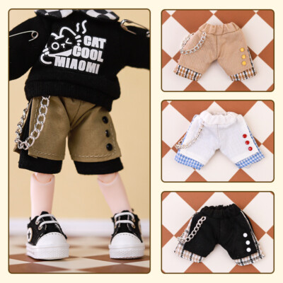 1/12 Fashion Punk-inspired Chain Shorts Pants Model For 6'' Ob11 Gsc Bjd Ymy Doll