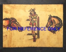 VINTAGE Horses Cowgirl on Fence Colored TATTOO Flash Sheet Print