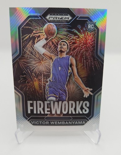 2023/24 PANINI PRIZM DRAFT PICKS VICTOR WEMBANYAMA ROOKIE RC SILVER FIREWORKS SP - Picture 1 of 2