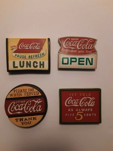Vintage Coca Cola Refrigerator Plastic Magnets - Lot of 4 (E7)