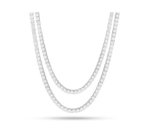 2 Pcs 1 Row 4mm Tennis Necklace 925 