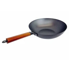 9-7/8" Carbon Steel Wok Pan, Stir Fry Pans with Flat Bottom Traditional Wok Pan