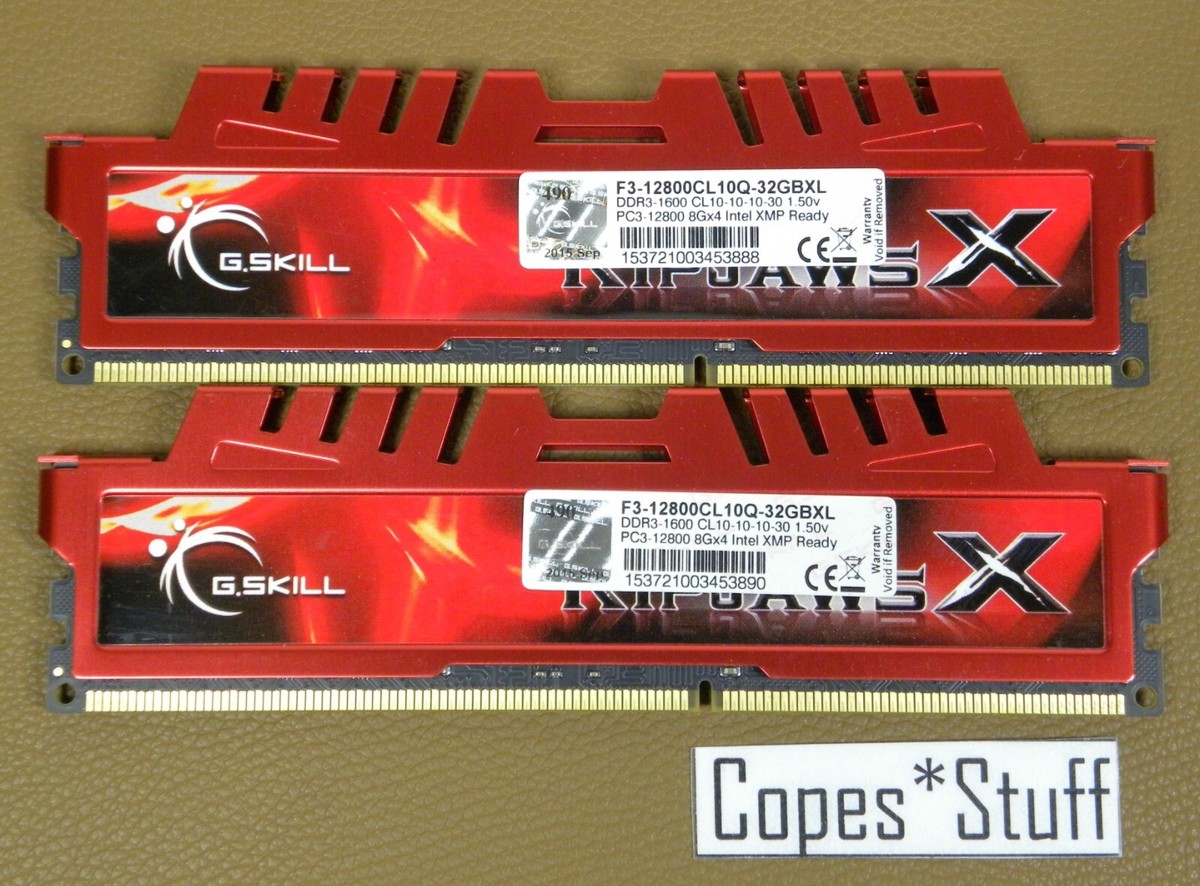 G. Skill RipJaws X F3-12800CL10Q-32GBXL DDR3 PC3-12800u LOT (2) x