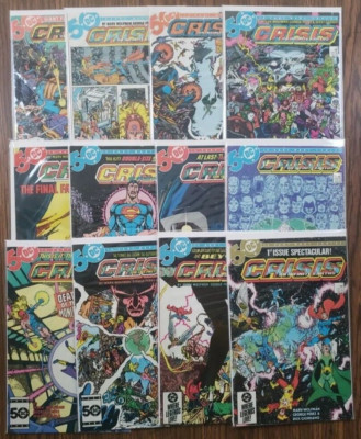 CRISIS ON INFINITE EARTHS #1-12 COMPLETE SET ~ DEATH OF SUPERGIRL, FLASH ~ FN-NM