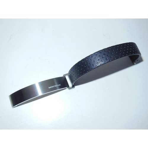 New* Montblanc Urban Spirit Black Leather/Steel Plaque Mens Bracelet 11878168 L - Picture 6 of 9