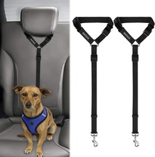 BWOGUE 2 Packs Dog Cat Safety Seat Belt Strap Car Large, Small, Black