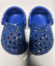 CROCS Classic Paint Splatter Blue Multicolor Unisex Kids Toddler Baby Clogs C5