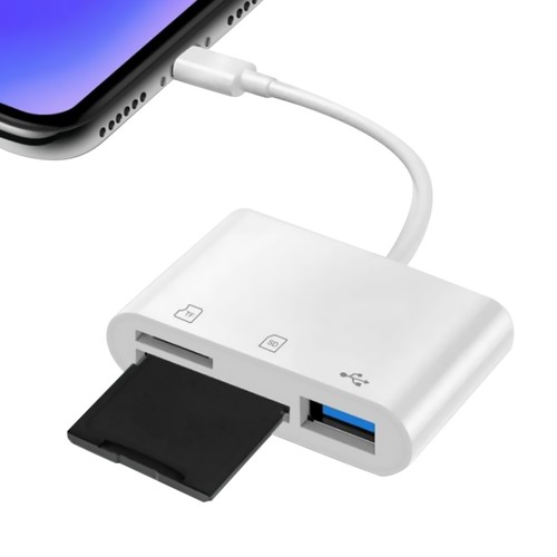 3-Port USB Type C to Card Reader Adapter SD Card Reader For MacBook Pro Laptop J - Afbeelding 4 van 12