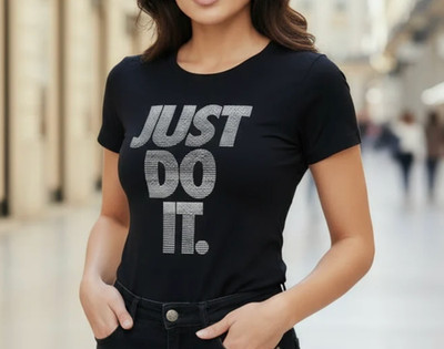 NIKE Damen T-Shirt  Just Do It.    Schwarz   Statement-Print   Neu