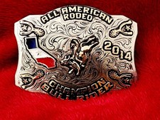 All American Rodeo BULLRIDER Trophy Buckle Champion  California  2014  RARE  605