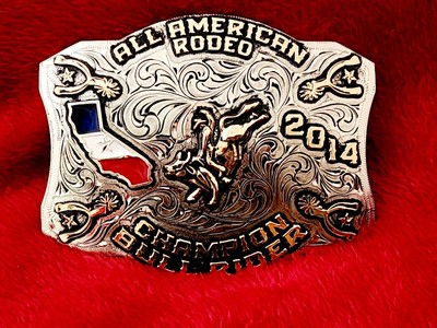 All American Rodeo BULLRIDER Trophy Buckle Champion California 2014 RARE 605