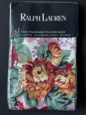 NEW RALPH Lauren ALLISON Pair STANDARD PILLOWCASES Blue Bow ROSES Floral Flowers
