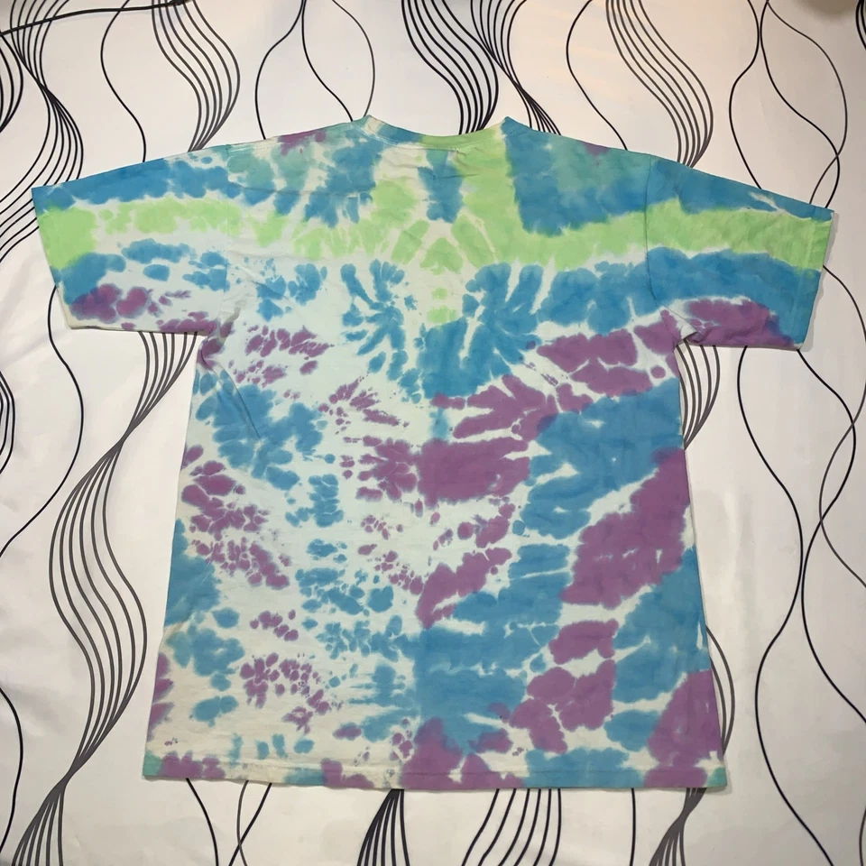 Camiseta Vintage Yes Liquid Blue Tie Dye Roger Dean 2002 Concert Tour Grande - Imagem 3 de 4