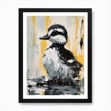 Textured Painting Of A Duckling Bla Framed Wall Art Poster Canvas Print Picture