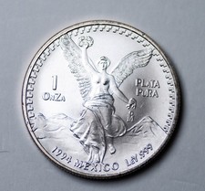 1994 1 oz 999 SILVER Ley Mexican Libertad 1 Onza, Pura Plata Rare Key Date Coin 