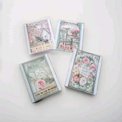 Set Of 4 Handmade Cards W/ Env Shabby Chic Floral Note Cards  4.5x5.5