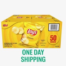 Lay's Classic Potato Chips 1 oz 50 Pack Fresh Snack Bags Bulk