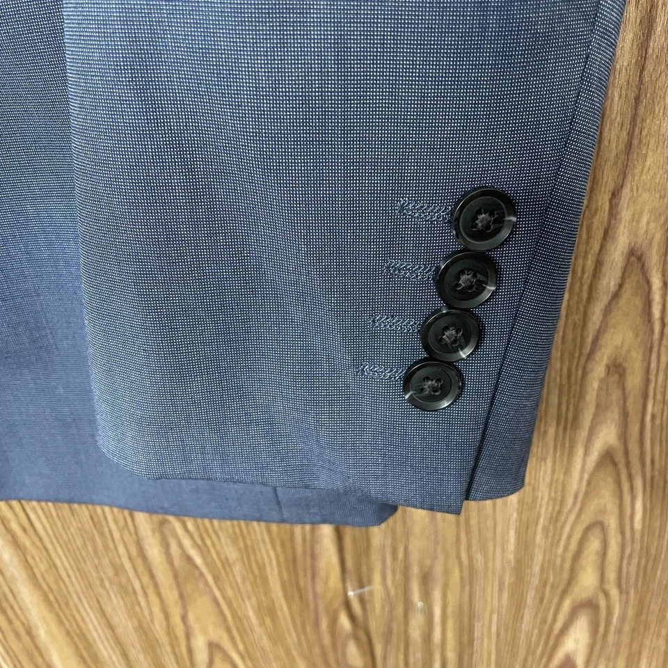 Abrigo deportivo J Ferrar para hombre 44R delgado azul poliéster liso doble ventilación dos botones Foto 3 de 4