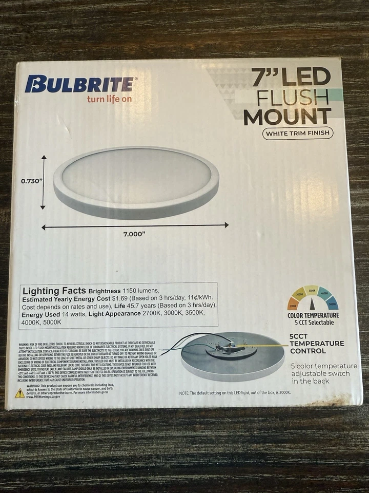 Bulbrite 14-Watt 773607 Integrated LED 7 in. White Ceiling Flush Mount