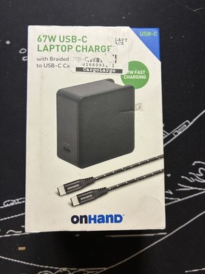 OnHand 67W USB-C Laptop Charger PPS Fast Charging w/ Braided Cable NEW