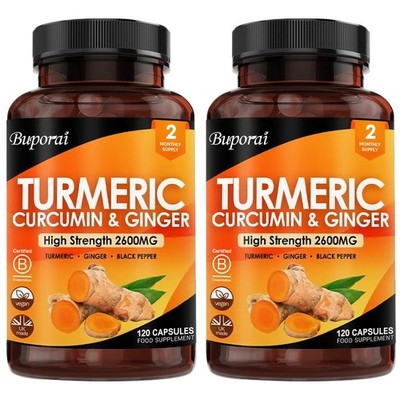 3-in-1 Turmeric Ginger & Pepper 2600mg 240pcs,Support Joint and Digestion Health